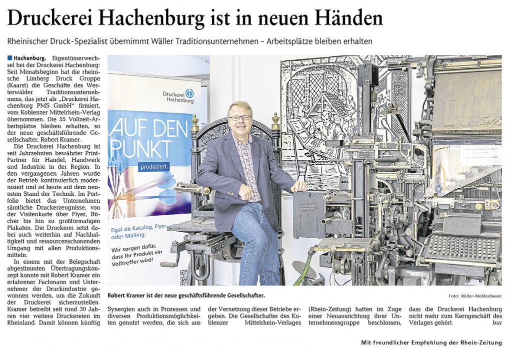 Druckerei Hachenburg ist in neuen Händen